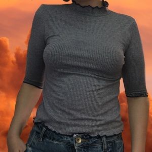 Mock neck ribbed shirt